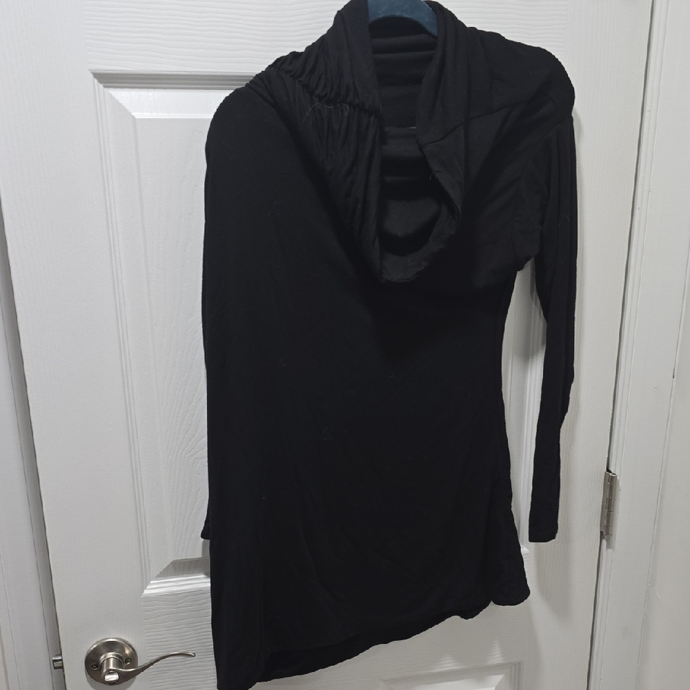 Naked Wardrobe Black Drape Neck Blouse